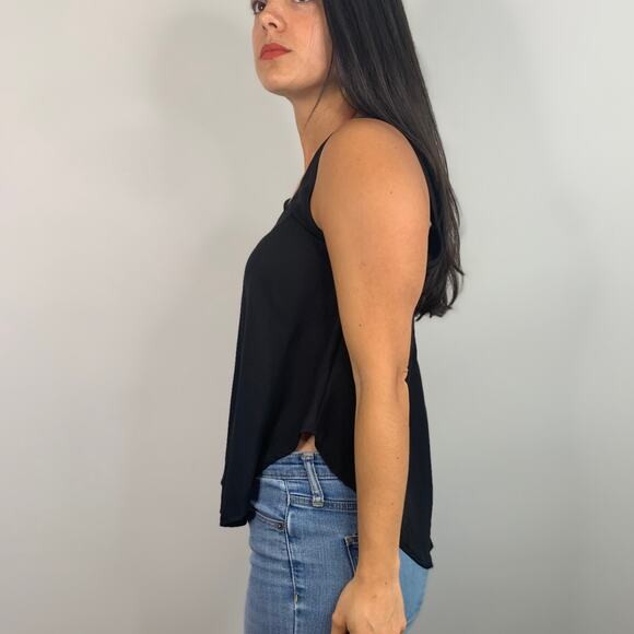 Lush Black Satin Sleeveless Tank - Picture 2 of 6